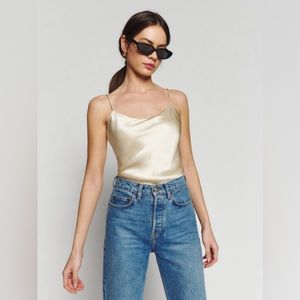 Reformation Andrea Silk Tank Top - Size Medium